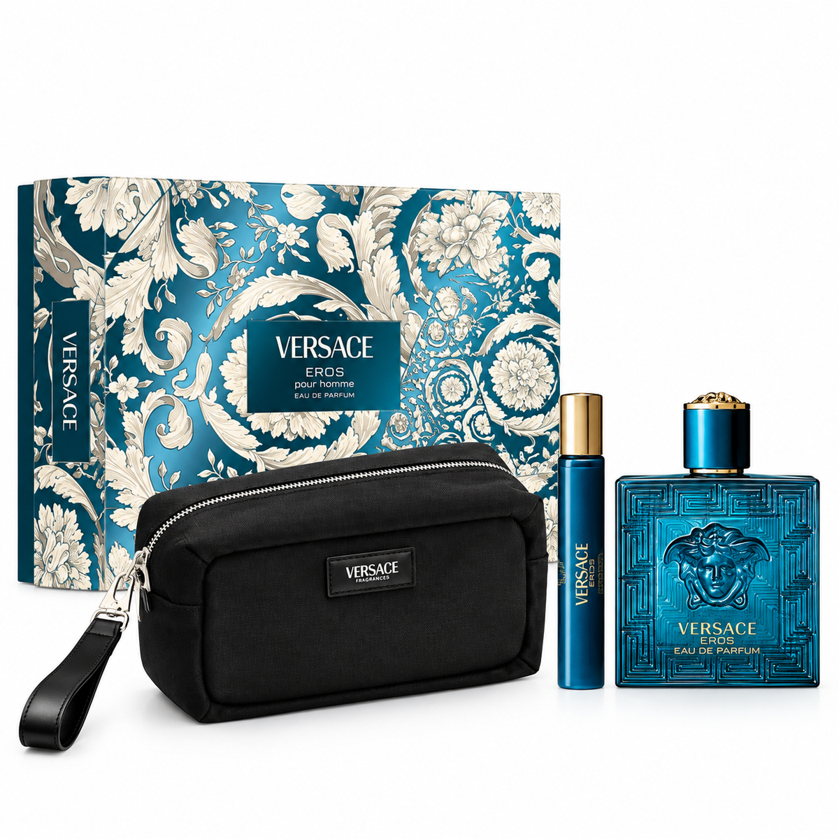 Set Eros Versace 3 pzas EDP Caballero