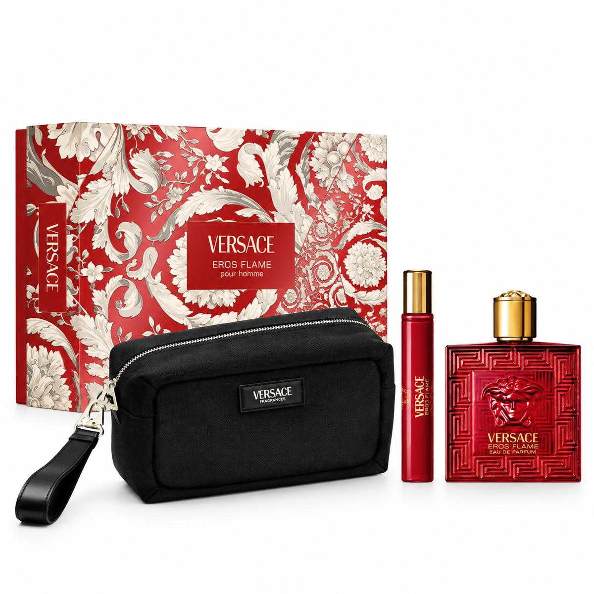 Set Eros Flame Versace 3 pzas 100ml EDP Caballero