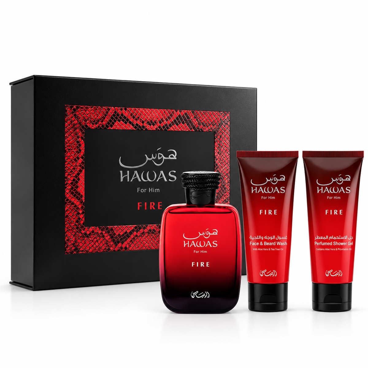 Set Hawas Fire Rasasi 3 Pzas EDP Caballero