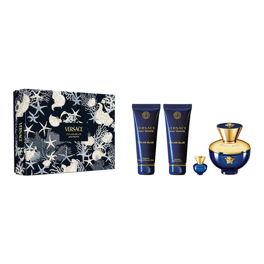 SET DYLAN BLUE POUR FEMME BY VERSACE 4 PCS 5ML/BS/BL